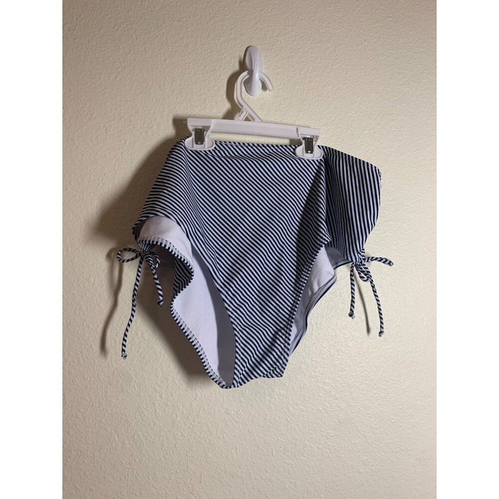 NWOT High Rise Striped Bikini Bottoms Women's Size 18W Black White AD3